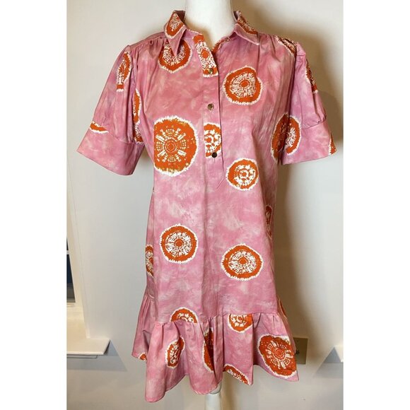 Never A Wallflower Everything Dress Ruffle Pink Orange Medium M - Picture 2 of 6